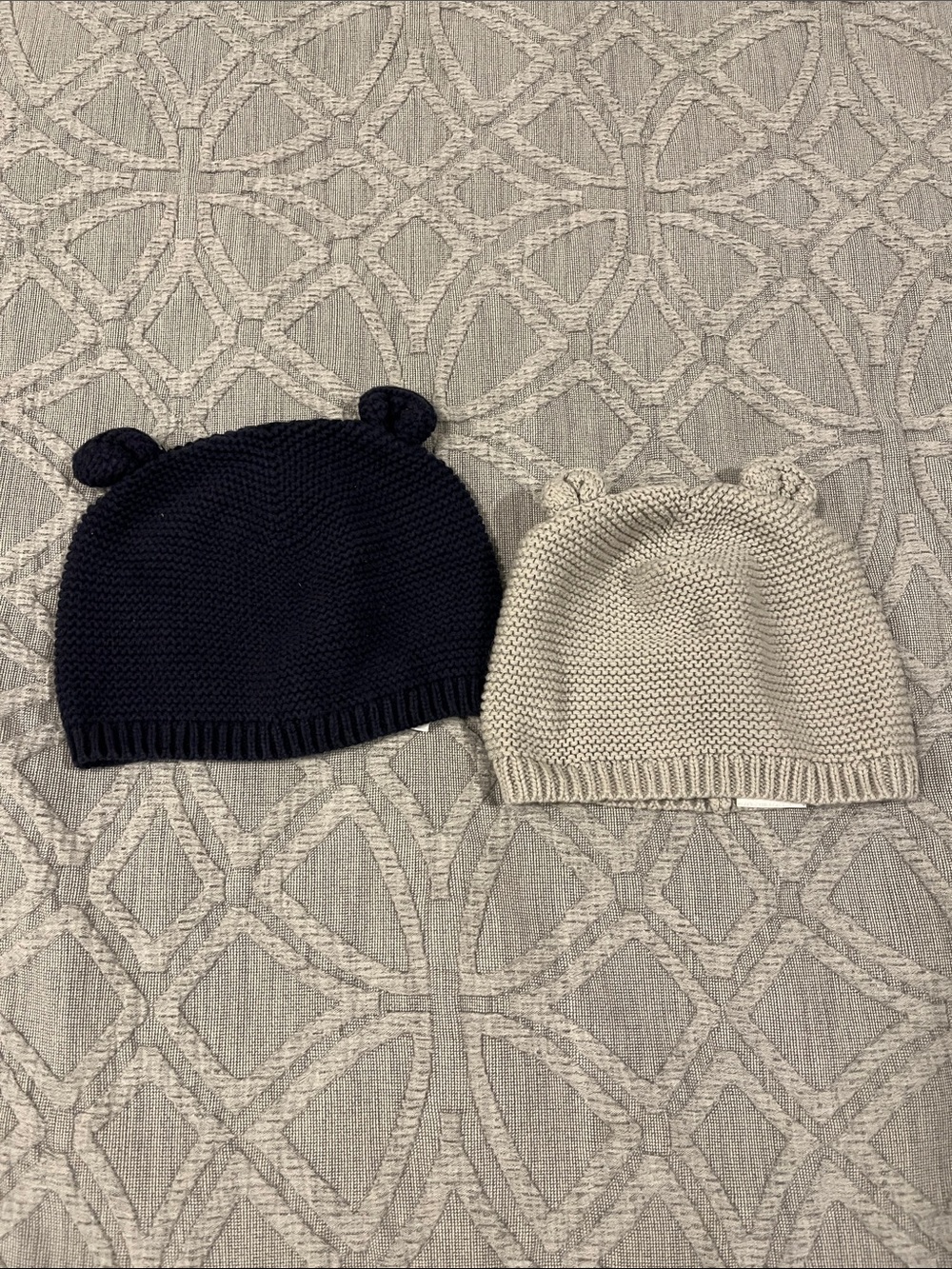 Baby Gap  Knit Bear Ear Beanie Hat - Navy & gray 100% cotton